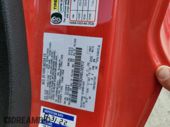 2008 Ford Mustang GT Deluxe с VIN 1ZVHT82H485102912, выставлен на аукционе Copart как лот 59882565 с пробегом 82 892 миль миль и Списание • Salvage title. История ставок и продаж доступна на DreamBid. Изображение 12.