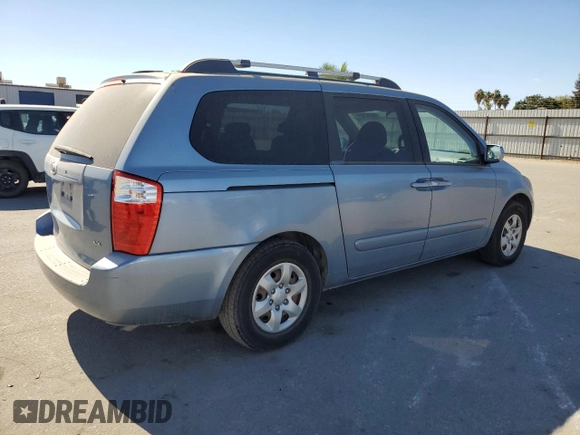 2008 Kia Sedona LX with VIN KNDMB233086232913, listed as a Copart auction lot 76707554 with 169,125 mi miles and Clean Title. Bid and sale history available at carsss.com. Image 3.