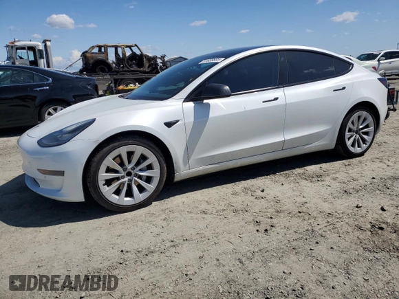 2021 Tesla Model 3 Standard Range Plus with VIN 5YJ3E1EA4MF849187, listed as a Copart auction lot 51689605 with 77,266 mi miles and Salvage Title. Bid and sale history available at carsss.com. Image 1.