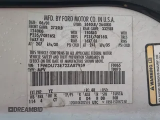 2002 Ford Explorer XLT с VIN 1FMDU73E72ZA87959, выставлен на аукционе IAAI как лот 42329168 с пробегом 259 408 миль миль и . История ставок и продаж доступна на DreamBid. Изображение 9.