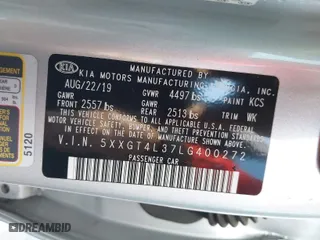 2020 Kia Optima LX with VIN 5XXGT4L37LG400272, listed as a IAAI auction lot 41726710 with 79,708 mi miles. Bid and sale history available at carsss.com. Image 9.