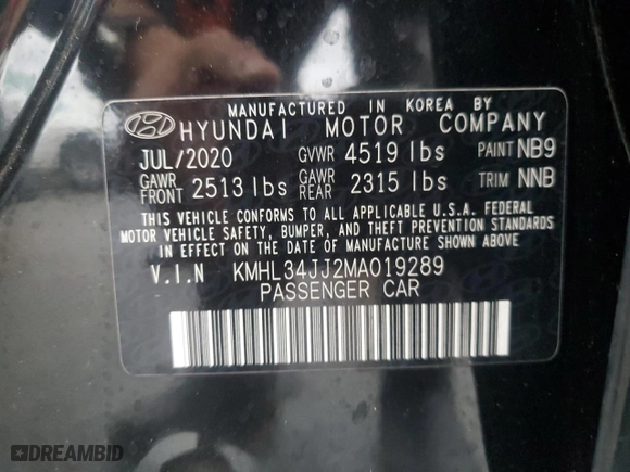 2021 Hyundai Sonata Hybrid SEL with VIN KMHL34JJ2MA019289, listed as a Copart auction lot 86589974 with 76,568 mi miles and Salvage Title. Bid and sale history available at carsss.com. Image 13.