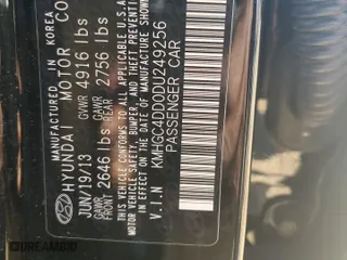 2013 Hyundai Genesis 3.8L with VIN KMHGC4DD0DU249256, listed as a Copart auction lot 72590684 with 140,680 mi miles and Non Repairable. Bid and sale history available at carsss.com. Image 12.