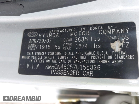 2007 Hyundai Accent GLS с VIN KMHCN46C57U155326, выставлен на аукционе IAAI как лот 42296898 с пробегом 112 122 миль миль и . История ставок и продаж доступна на DreamBid. Изображение 9.