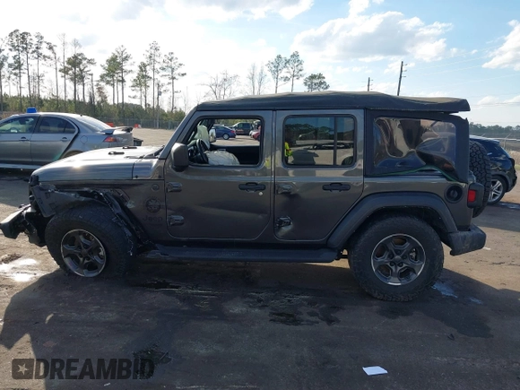 2022 Jeep Wrangler Unlimited Sport with VIN 1C4HJXDG1NW167066, listed as a IAAI auction lot 41572221 with 48,356 mi miles and . Bid and sale history available at DreamBid. Image 13.