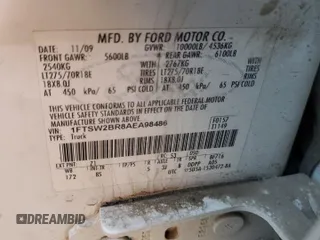 2010 Ford F-250 XL with VIN 1FTSW2BR8AEA98486, listed as a Copart auction lot 81964114 with 240,827 mi miles and Salvage title. Bid and sale history available at DreamBid. Image 12.