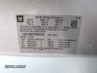 2015 GMC Yukon SLT with VIN 1GKS1BKC7FR628736, listed as a IAAI auction lot 41709926 with 130,254 mi miles. Bid and sale history available at carsss.com. Image 9.