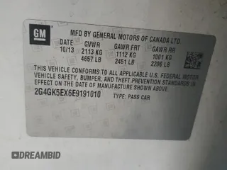 2014 Buick Regal with VIN 2G4GK5EX6E9191010, listed as a Copart auction lot 55699565 with 153,700 mi miles and Clean title. Bid and sale history available at DreamBid. Image 12.
