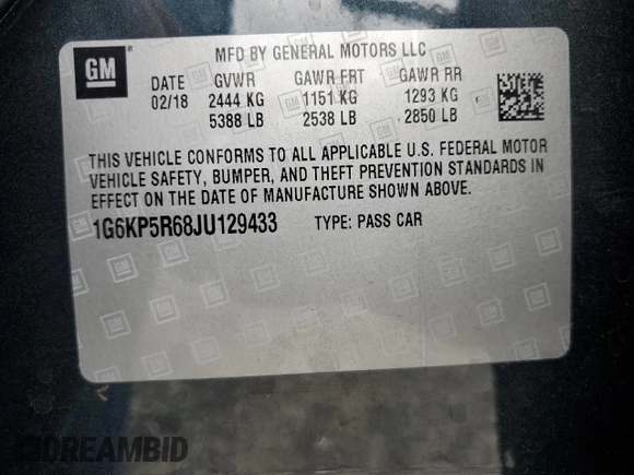2018 Cadillac CT6 Sport AWD z VIN 1G6KP5R68JU129433, wystawiony jako Copart lot #65860664 z przebiegiem 48 227 mil mil oraz Szkoda całkowita • Salvage title. Historia ofert i sprzedaży dostępna na DreamBid. Obrazek 12.
