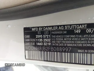 2015 Mercedes-Benz E 350 Luxury with VIN WDDHH8JB2FB088997, listed as a IAAI auction lot 42530336 with 96,993 mi miles and . Bid and sale history available at DreamBid. Image 9.