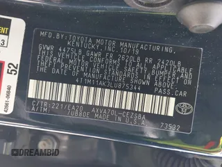 2020 Toyota Camry SE z VIN 4T1M11AK3LU875344, wystawiony jako IAAI lot #42340069 z przebiegiem 26 177 mil mil oraz . Historia ofert i sprzedaży dostępna na DreamBid. Obrazek 9.