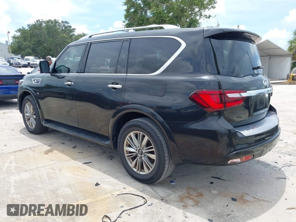 2018 Infiniti QX80 with VIN JN8AZ2NF1J9663338, listed as a IAAI auction lot 42689592 with 69,559 mi miles and . Bid and sale history available at DreamBid. Image 3.
