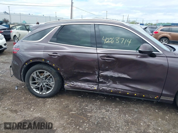 2023 Genesis GV70 2.5T with VIN KMUMADTB1PU079293, listed as a IAAI auction lot 42263714 with 20,323 mi miles and . Bid and sale history available at DreamBid. Image 6.