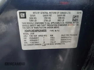 2015 GMC Terrain SLT with VIN 2GKFLXE38F6284835, listed as a Copart auction lot 45218325 with 123,714 mi miles and Salvage Title. Bid and sale history available at DreamBid. Image 13.