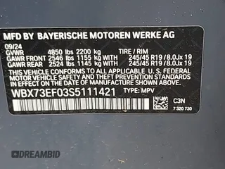 2025 BMW X1 xDrive28i with VIN WBX73EF03S5111421, listed as a IAAI auction lot 41941017 with 5,489 mi miles. Bid and sale history available at carsss.com. Image 9.