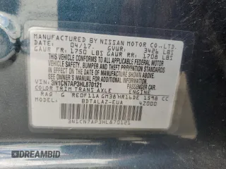 2017 Nissan Versa SV z VIN 3N1CN7AP3HL870121, wystawiony jako Copart lot #57653475 z przebiegiem 164 078 mil mil oraz Szkoda całkowita • Salvage title. Historia ofert i sprzedaży dostępna na DreamBid. Obrazek 12.