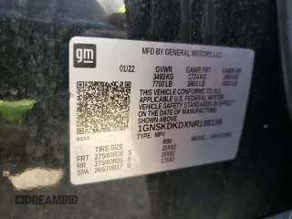2022 Chevrolet Suburban Z71 with VIN 1GNSKDKDXNR198199, listed as a Copart auction lot 65367055 with 115,505 mi miles and Clean title. Bid and sale history available at DreamBid. Image 13.