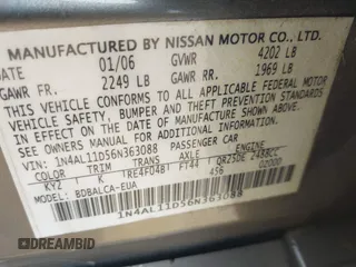 2006 Nissan Altima 2.5 S with VIN 1N4AL11D56N363088, listed as a IAAI auction lot 39769492 with 139,652 mi miles. Bid and sale history available at carsss.com. Image 9.