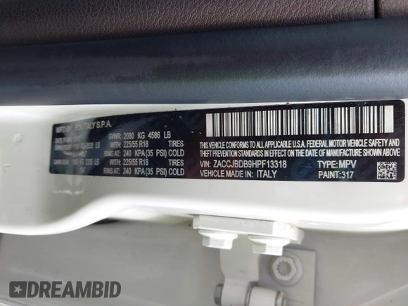 2017 Jeep Renegade Limited с VIN ZACCJBDB9HPF13318, выставлен на аукционе IAAI как лот 42551359 с пробегом 136 969 миль миль и . История ставок и продаж доступна на DreamBid. Изображение 9.