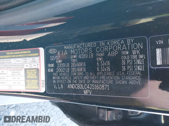 2018 Kia Niro LX with VIN KNDCB3LC4J5160871, listed as a IAAI auction lot 41431179 with 94,301 mi miles. Bid and sale history available at carsss.com. Image 9.