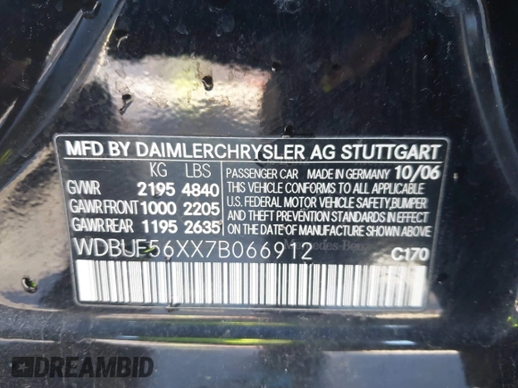2007 Mercedes-Benz E 350 z VIN WDBUF56XX7B066912, wystawiony jako IAAI lot #41818878 z przebiegiem Nie podano mil oraz . Historia ofert i sprzedaży dostępna na DreamBid. Obrazek 9.