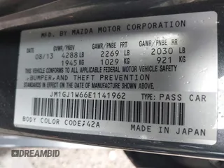 2014 Mazda 6 i Grand Touring с VIN JM1GJ1W66E1141962, выставлен на аукционе IAAI как лот 42119753 с пробегом 187 514 миль миль и . История ставок и продаж доступна на DreamBid. Изображение 9.