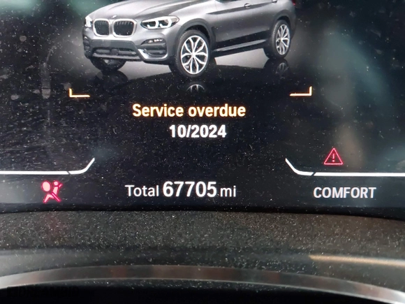 2020 BMW X3 sDrive30i with VIN 5UXTY3C01LLU69408, listed as a IAAI auction lot 41698144 with 67,705 mi miles. Bid and sale history available at carsss.com. Image 15.