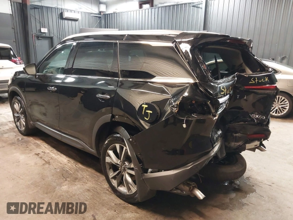 2025 Infiniti QX60 Luxe with VIN 5N1AL1FS8SC347471, listed as a IAAI auction lot 42505447 with 2,706 mi miles and . Bid and sale history available at DreamBid. Image 3.
