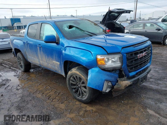 2021 GMC Canyon 4WD Elevation with VIN 1GTG6CEN1M1245554, listed as a IAAI auction lot 41099627 with 46,626 mi miles. Bid and sale history available at carsss.com. Image 1.