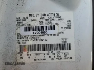 2010 Ford F-150 XL with VIN 1FTFX1CV2AFD12192, listed as a Copart auction lot 49967905 with 205,641 mi miles and Salvage Title. Bid and sale history available at DreamBid. Image 12.