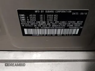 2019 Subaru Legacy Premium with VIN 4S3BNAF65K3009953, listed as a Copart auction lot 85292914 with 84,558 mi miles and Salvage title. Bid and sale history available at DreamBid. Image 12.