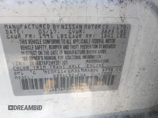 2017 Nissan Sentra S с VIN 3N1AB7AP2HY331301, выставлен на аукционе IAAI как лот 42651668 с пробегом 99 105 миль миль и . История ставок и продаж доступна на DreamBid. Изображение 9.
