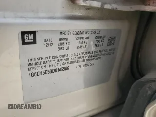 2013 Cadillac CTS Luxury with VIN 1G6DH5E53D0145506, listed as a Copart auction lot 61198255 with Not provided miles and Clean title. Bid and sale history available at DreamBid. Image 12.