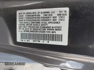 2016 Honda Odyssey EX-L with VIN 5FNRL5H62GB124335, listed as a IAAI auction lot 41910722 with 173,250 mi miles. Bid and sale history available at carsss.com. Image 9.