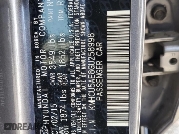 2016 Hyundai Accent Sport with VIN KMHCU5AE8GU258998, listed as a Copart auction lot 53866174 with 83,354 mi miles. Bid and sale history available at carsss.com. Image 12.