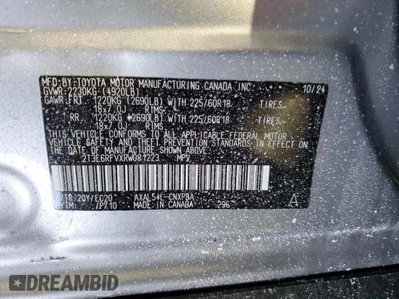 2024 Toyota RAV4 Hybrid XSE with VIN 2T3E6RFVXRW081223, listed as a Copart auction lot 42163285 with 2,167 mi miles and Salvage Title. Bid and sale history available at DreamBid. Image 13.