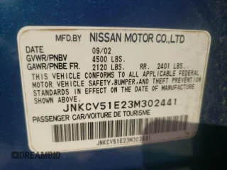 2003 Infiniti G35 w/Leather with VIN JNKCV51E23M302441, listed as a Copart auction lot 44156175 with 173,387 mi miles and Salvage Title. Bid and sale history available at carsss.com. Image 12.