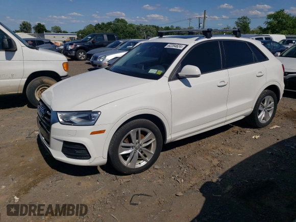 2017 Audi Q3 Premium with VIN WA1BCCFS0HR013861, listed as a Copart auction lot 62284624 with 107,934 mi miles and Salvage title. Bid and sale history available at DreamBid. Image 1.