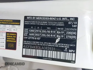 2020 Mercedes-Benz GLE 350 with VIN 4JGFB4KB3LA083931, listed as a IAAI auction lot 41938360 with 127,448 mi miles and . Bid and sale history available at DreamBid. Image 9.