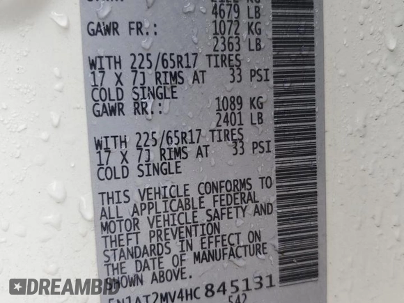 2017 Nissan Rogue S with VIN 5N1AT2MV4HC845131, listed as a Copart auction lot 51902905 with 122,038 mi miles and Salvage Title. Bid and sale history available at carsss.com. Image 12.