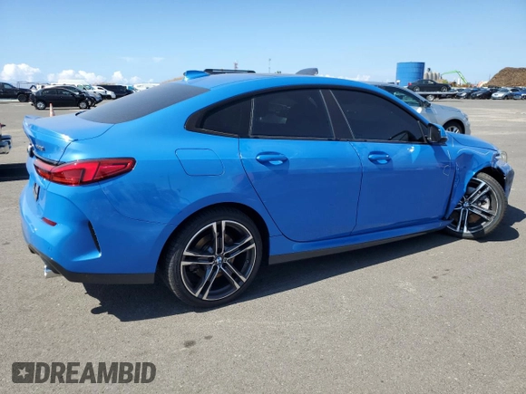 2021 BMW 2 Series 228i with VIN WBA53AK06M7J20167, listed as a Copart auction lot 44247265 with 25,470 mi miles and Salvage Title. Bid and sale history available at carsss.com. Image 3.