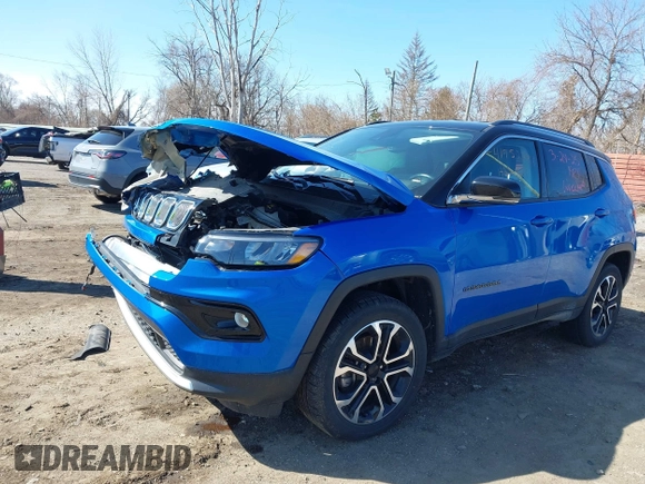 2022 Jeep Compass Limited with VIN 3C4NJDCB7NT185777, listed as a IAAI auction lot 41952891 with 28,820 mi miles and . Bid and sale history available at DreamBid. Image 20.