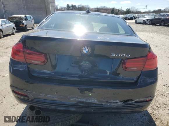 2018 BMW 3 Series 330e iPerformance with VIN WBA8E1C57JA762624, listed as a Copart auction lot 50692415 with 36,744 mi miles and Salvage Title. Bid and sale history available at carsss.com. Image 6.
