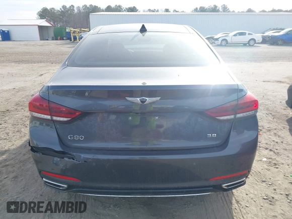 2018 Genesis G80 3.8L with VIN KMHGN4JE3JU230140, listed as a IAAI auction lot 41699214 with 35,864 mi miles. Bid and sale history available at carsss.com. Image 17.
