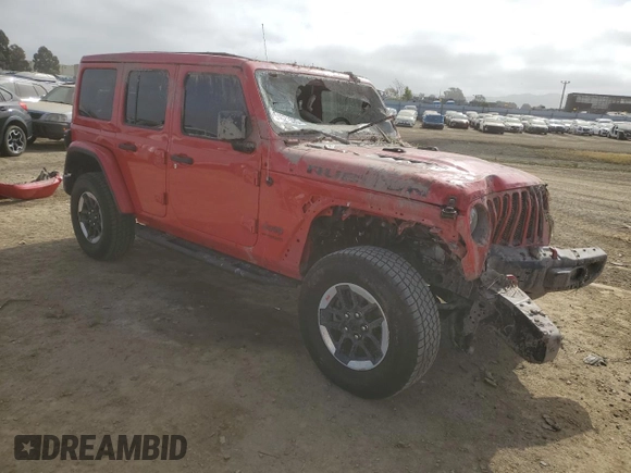 2020 Jeep Wrangler Unlimited Rubicon with VIN 1C4HJXFN3LW107654, listed as a Copart auction lot 54021595 with 39,587 mi miles and Salvage title. Bid and sale history available at DreamBid. Image 4.