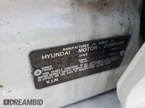 2003 Hyundai XG z VIN KMHFU45E63A237404, wystawiony jako Copart lot #77546824 z przebiegiem Nie podano mil oraz Nie do naprawy. Historia ofert i sprzedaży dostępna na DreamBid. Obrazek 13.