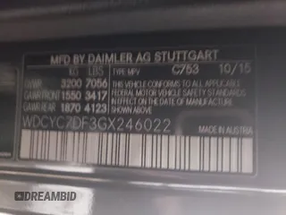 2016 Mercedes-Benz G-Class AMG G 63 with VIN WDCYC7DF3GX246022, listed as a Copart auction lot 83347694 with 0 mi miles and Salvage Title. Bid and sale history available at carsss.com. Image 13.