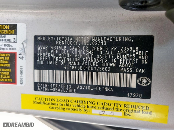 2011 Toyota Camry LE with VIN 4T1BF3EK1BU125602, listed as a Copart auction lot 48628625 with 219,373 mi miles and Clean Title. Bid and sale history available at carsss.com. Image 12.