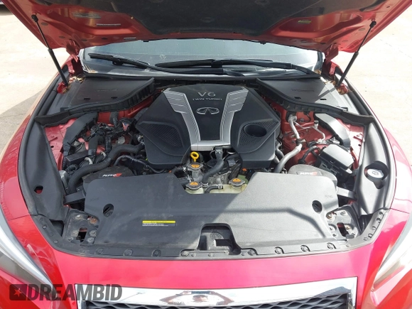 2017 Infiniti Q50 Red Sport 400 with VIN JN1FV7AR4HM870570, listed as a IAAI auction lot 41510557 with 1 mi miles. Bid and sale history available at carsss.com. Image 10.