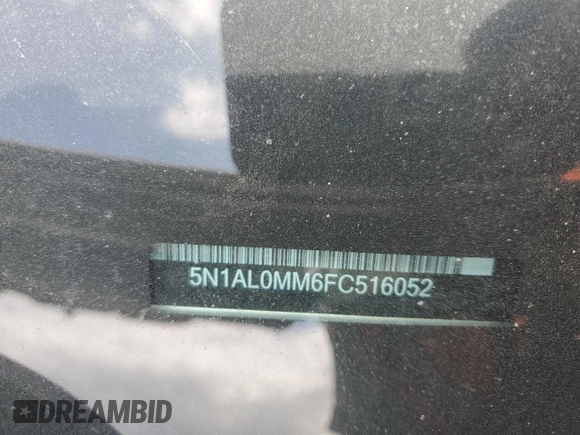 2015 Infiniti QX60 with VIN 5N1AL0MM6FC516052, listed as a Copart auction lot 61912455 with 98,007 mi miles and Salvage title. Bid and sale history available at DreamBid. Image 13.